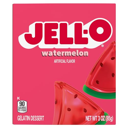 Image of Jell-O Gelatin Dessert Mix, Watermelon Flavor, Classic Fruit Gelatin for Easy Desserts, Snacks & Party Recipes, 3 oz (Pack of 12)