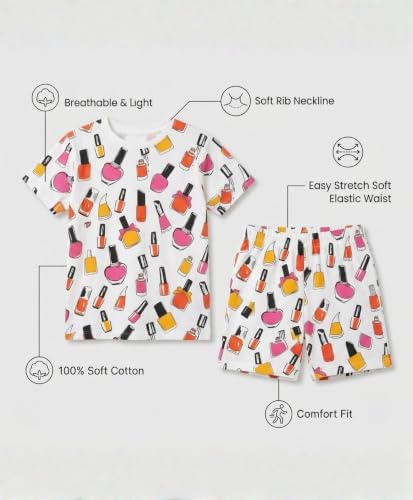 Image of ANTHRILO Sleepwear Shorts Set for Girls| Material: 100% Pure Cotton | Fabric: Skin-Friendly, ensuring a Soft Touch on Delicate Skin| Fit: Regular |Age Range: Suitable for Girls Aged 0-14 Years