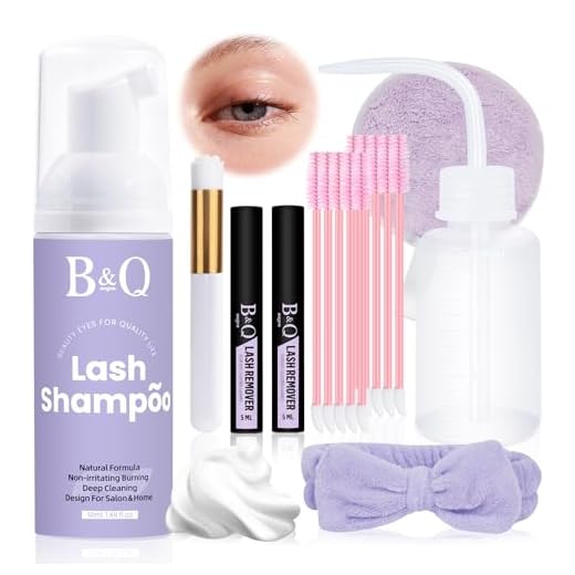 Kit de xampu de cílios kit de limpeza de cílios 50 ml, kit de banho de cílios para extensões de cílios, removedor de cílios escova de rímel com faixa de cabelo, limpador de cílios portátil para uso