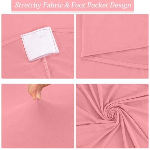 Image of 4 Pack 32x43 Inch Cocktail Table Cover Spandex Stretch Square Corners Tablecloth, Dusty Rose Cocktail Table Cloth Fitted High Top Table for Bar, Weddings, Birthday, Banquet, Party (Dusty Rose)