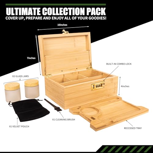 EasyStar Hash Box Bamboo Large Organiser Box with Combination, Wooden Storage Boxes with Locks, Storage Box Sets, Tray Jars - Image 3