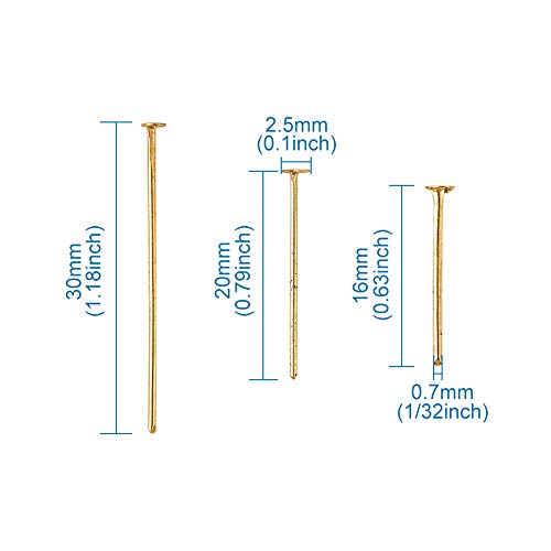 Pandahall 16Mm 20Mm 30Mm Iron Head Pins 4 Color Flat Headpins For Earring Bracelet Jewelry Making Findings (About 650Pcs/Box) #TOP5