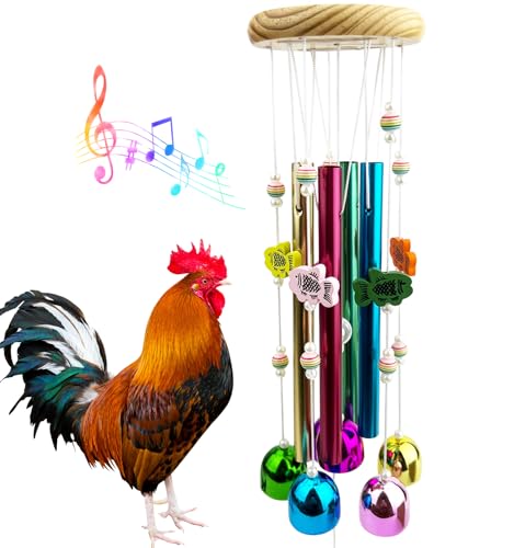 OOXYG Chicken Toys for Coop, Chicken Wind Chime Enrichment Toys, Hanging Chick Peck Toy with Colorful Bells, Home Garden Musical Coop Accessories, Coops Toy for Hens Chicks Poultry Birds Parrots