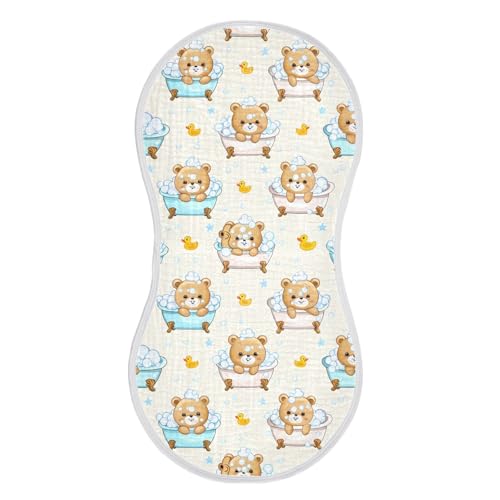 Bear Bath Baby Burp Cloths for Boys and Girls, Soft Muslin Spit Up Towels, 22