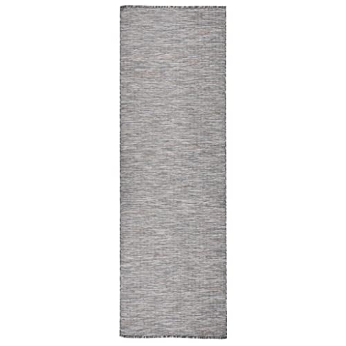 LAPOOH Alfombra de Exterior, Alfombra Interior Exterior, Alfombras para Terrazas, de Tejido Plano marrón y Negro 80x250 cm