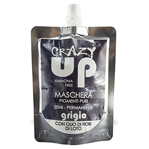 Crazy Up Semipermanente Haarfärbemaske Ammoniakfrei, angereichert mit Lotusblütenöl - Grau Cover