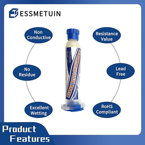 No Clean Soldering Flux Paste & Solder Wick, Solder Flux for Electronics Soldering 10cc/Bottle (2PACK), 10Ft Desoldering Wick Braid Remover Solder
