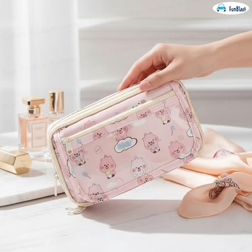 Image of FunBlast Pencil Pouch for Girls- Kawaii Pencil Pouch, Aesthetic Pencil Case Organizer, Large Capacity Stationary Organizer Case, Multipurpose Zipper Pouch for Kids & Adults (E)