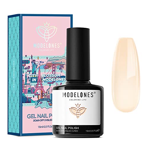 Modelones jelly Gel Polish, 15ml 1Pc Transparent Yellow Nail Polish Long Lasting French Soak Off Gel Varnish, Popular Spring Sheer Nail Polish DIY Home Salon Manicure Mother's Day Gift