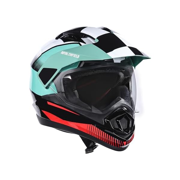 Royal Enfield Escapade Chequer ISI and DOT Certified Offroad Riding Helmet Sea Green (L) 58 Cm
