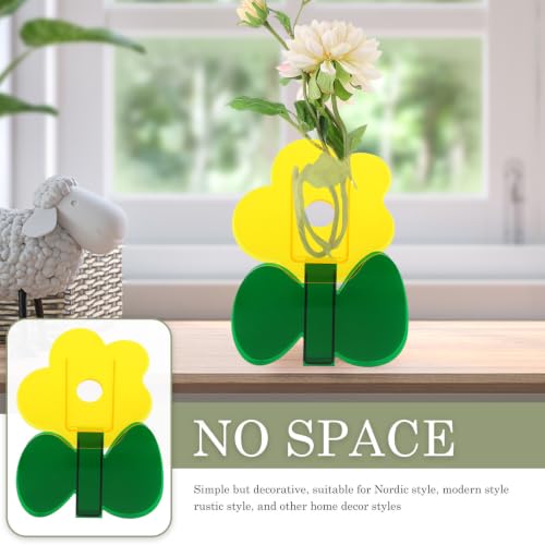 Jarrón acrílico de diseño moderno con forma de flor translúcida 4