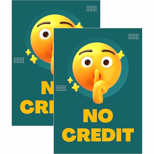 Image of No Credit Sign Board Sticker 20.5 x 14.5 CM | Peel & Stick or Screw Fix | Pack of 2 Shop Notice Signs for Stores, Retail Shops, Offices & Business Counters (No Credit, Medium -20.5 x 14.5 CM)