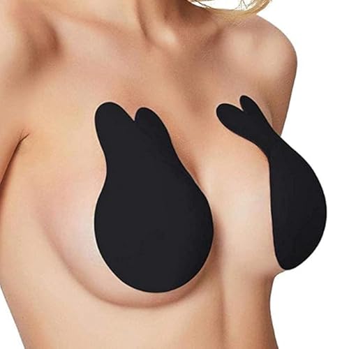Image of DClub Lift Ultra-Thin Sticky Petals Nipple Covers for Women Adhesive Strapless Cotton Bras Backless Silicone Pasties (Black, L)