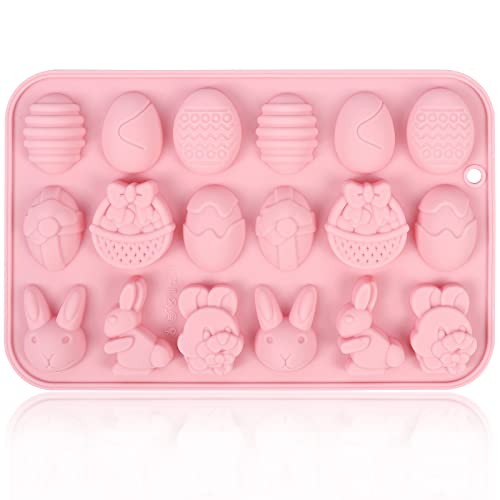 Oeuf de Lapin de Pâques Moule à Chocolat, Diealles Shine Moulle en Silicone Oeufs de Pâques, Moule à Chocolat en Silicone 3D pour Pâtisserie, Style 4