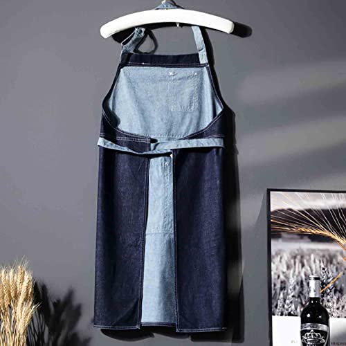Grembiuli da lavoro da uomo con tasche Grembiule da cuoco Grembiule da negozio di jeans Grembiuli da uomo senza maniche per barbecue Bartender