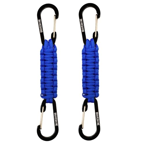 Image of BRAVESHINE Paracord Keychain Carabiner Clip, D Ring Lanyard Hanger Stroller Hook for Water Bottle, Key, Backpacks, Men, Women