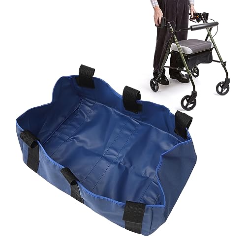 Rollator Bag Storage, Wheelchair Basket with Hook, Lightweight Portable Nylon Under Seat Bag for Umbrella Folding Walker, Compact Design (Blue)
