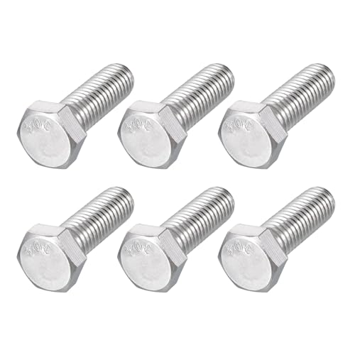 Image of METALLIXITY Hex Head Bolts (1 /2-13 x 1-1 /2 inch) 6Pcs, 304 Stainless Steel 18-8, Fully Threaded, External Hex Drive, Plain Finish, Hex Head Screw Bolt, Silver