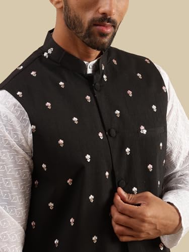 Image of SOJANYA (Since 1958 Men's Silk Blend Exquisite Daman Embroidered Nehru Jacket