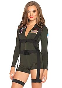 LEG AVENUE Damen Top Gun Strampler Kostüm, khaki, Small