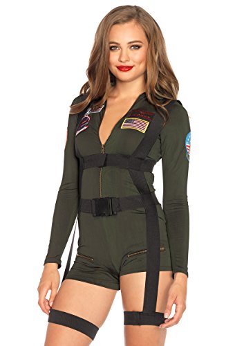 Leg Avenue Damen Top Gun Strampler Kostüm, khaki, Small