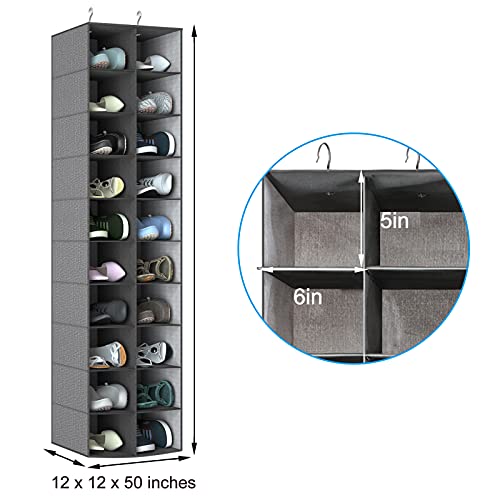 coastal rose 20 Section Hanging Shoe Organizer for Closet, Hanging Closet Organizer and Storage Space-Saving Foldable Clothes Shelf with Sturdy Hooks for Wardrobe, Dorm, Bedroom, Rv, Grey by coastal rose - Used condition - Image 2