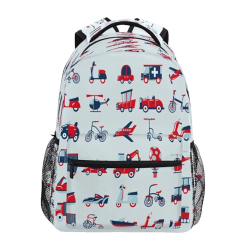 Sac à dos voiture dessin animé mignon et multicolore avec étiquette