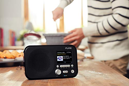 Pure Elan IR5 Portable Internet Radio with Bluetooth, Spotify Connect, Alarm, Colour Screen, AUX Input, Headphones Output and 12 Station Presets – Wi-Fi and Bluetooth Radio/Portable Radio - Black