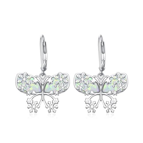 HARMONY BOLA Boucles d'oreilles papillon en argent sterling hypoallergéniques - Bijoux d'anniversaire pour femmes et filles, Argent sterling, Opale d'Éthiopie