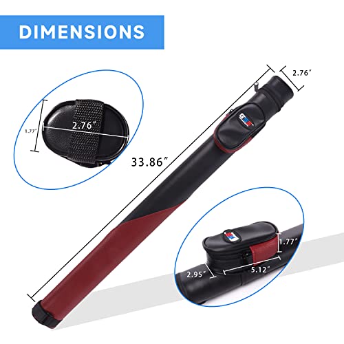 Gse Billiard Cue Cases, 1X1 Deluxe Hard Billiard Pool Cue Stick Carrying Case (Several Colors Available, Black/Burgundy) #TOP3