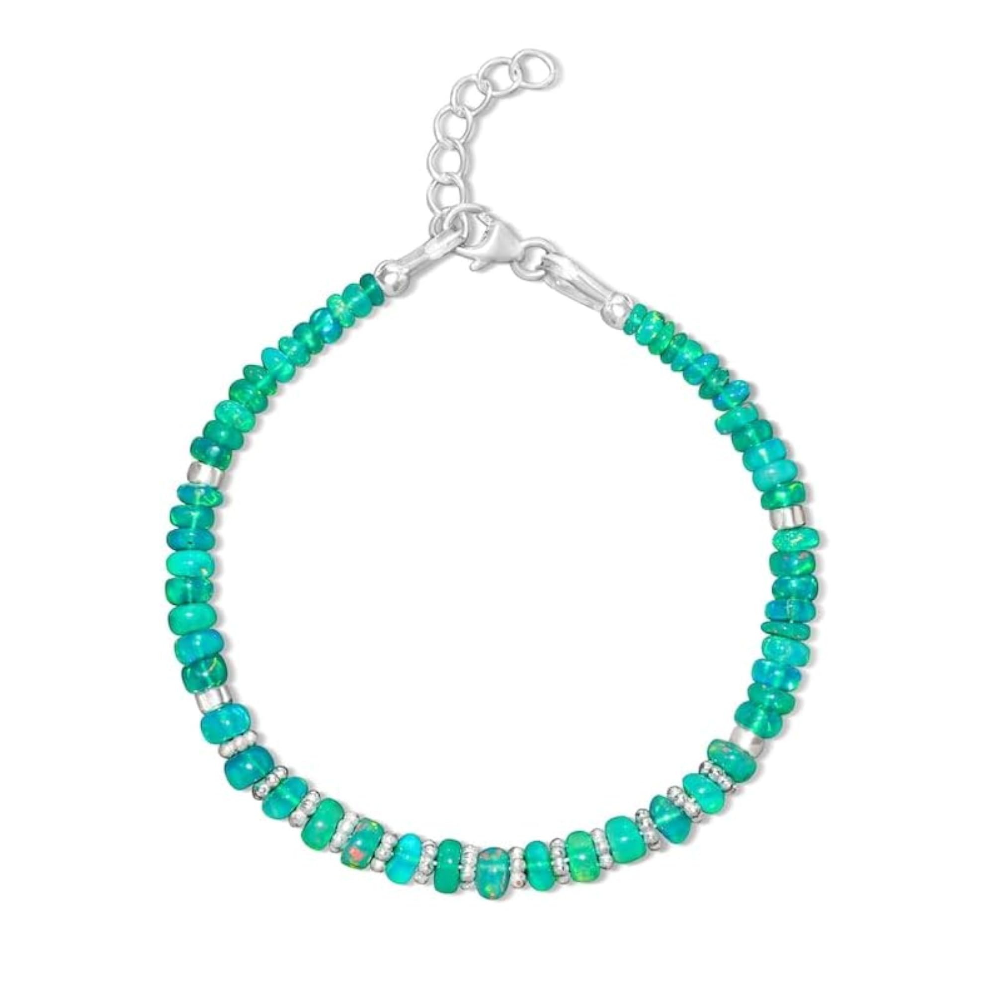 Ethiopian Green Opal Rondelle Beaded Bracelet, Adjustable