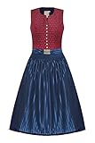 Moser Trachten Baumwolle Midi Dirndl 65er rot Gemustert blau Jasmin 005427 von Moser, Rocklänge: ca. 65cm, mit Knopfleiste, Größe 42