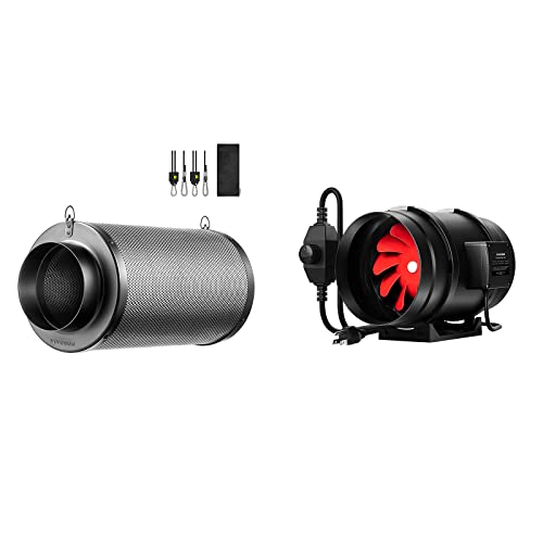 Vivosun 8 Inch 720 Cfm Inline Fan, 8 Inch Air Carbon Filter Black(With A Pair Of Vivosun Rope Hanger) #TOP7