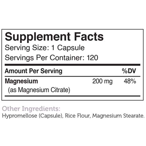 Zahler Magnesium Citrate, All Natural Supplement With Maximum Absorption, Certified Kosher, 200Mg, 120 Capsules (120 Count) #TOP4
