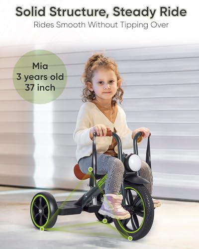 RIDYEE Toddler Tricycle for 2 to 5 Years, Tricycle for 3 Years with Front Light, Rubber Front Wheel, Soft Handlebar with Streamers, Adjustable Seat, Grey — view 2