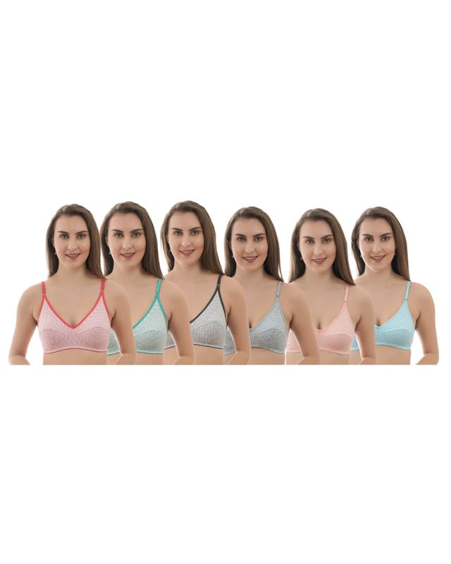Women’s Innerwear | Medium Coverage |Non Padded Ladies Bra | Comfortable Fabric | Daily Purpose | Bra for Women’s & Girls | Combo Pack | Multicolor (Pack of 6)