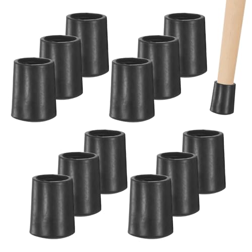 Image of M METERXITY 12-Pack Chair Leg Caps, 5 /16 Inch(8mm) PVC Chair Leg Floor Protectors for Folding Chairs /Metal Chairs /Furniture Table /Hardwood Floors, Round Non-Slip Cover End Tips [Black]