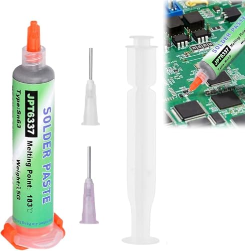 Sn63 Solder Paste,183℃ Melting Point Flux Paste,No Clean Flux Soldering Paste,Syringe Solder Paste,Solder Flux Syringe for Electronics,PCB,CPU,LED,BGA Repairing,DIY Tools