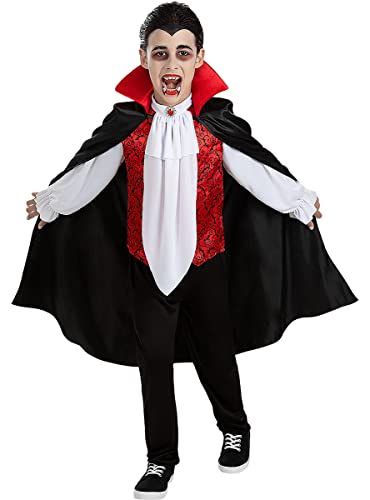 Funidelia | Costume Conte Dracula per bambino Halloween, Horror, Dracula, Vampire - Costume per bambini e accessori per Feste, Carnevale e Halloween - Taglia 5-6 anni - Nero