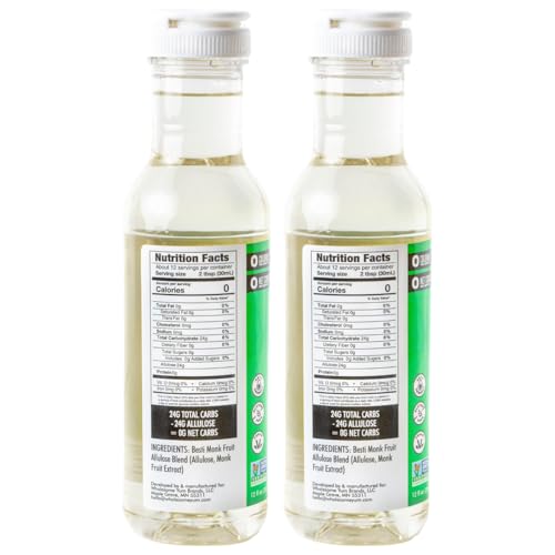 Wholesome Yum Keto Simple Syrup - Skinny Sugar Free Simple Syrup With Monk Fruit & Liquid Allulose - For Cocktails, Coffee, Drinks & Cooking - Natural, Non GMO, Low Carb, Gluten Free, Vegan (12 fl oz) 2 Pack