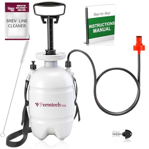 Beer Keg Line Beer Cleaning kit with 4oz Beer Line Cleaner - Hand Pump Pressurized - Easy Safe to Use Keg Cleaner - Brush Faucet Plug - With Ball Lock Keg Adapter