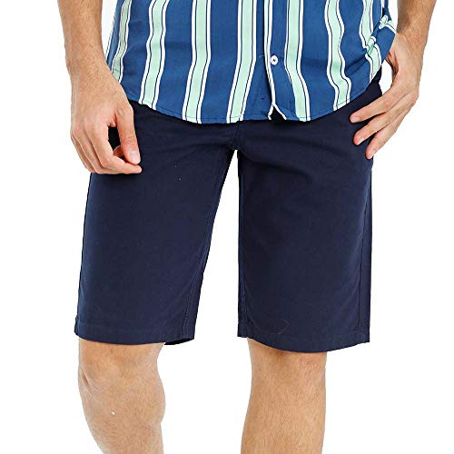 Kit Com 2 Bermudas Masculinas Coloridas Sarja Bamborra Cor:Marinho/Vinho;Tamanho:44