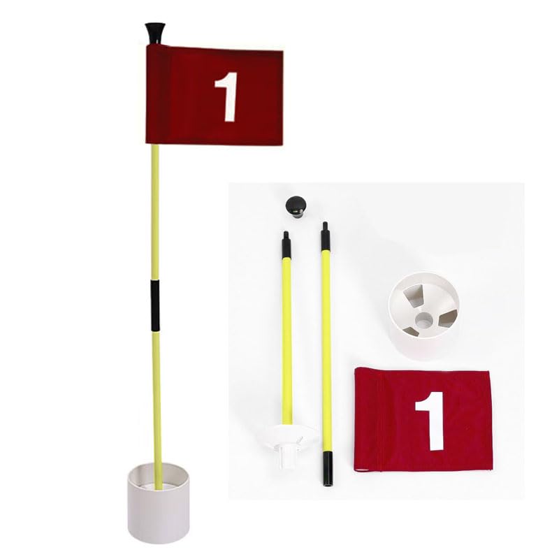 Juego de bandera portátil de 2 secciones con diseño de agujero de golf, bandera verde para patio trasero, juego de tazas de bandera de 3 pies