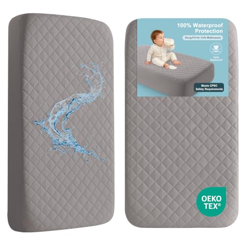 BEDSUM 2-Pack Waterproof Mini Crib Mattress Protec