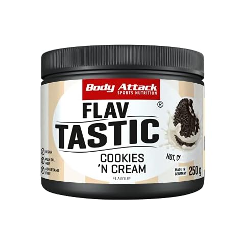 Body Attack FlavTASTIC®, Cookies n Cream, 250g / 83 Portionen-intensives Geschmackspulver für Hot & Cold und zum Backen, palmöl-, aspartam- & glutenfrei***, Made in Germany Cover