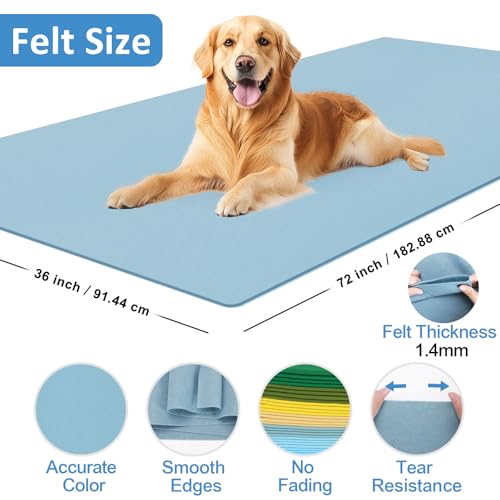 Image of XSEINO Dusty Blue Large Felt Fabric 72 inch X 36 inch(2 Square Yards), 1.4 mm Thick Soft Felt Fabric Sheet for Crafts, Blue Series Colors Soft Nonwoven Fabric, Fit for Decoration, Sewing, DIY Crafts