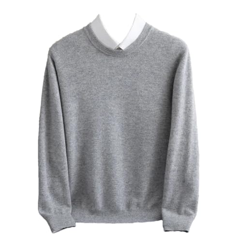 Dcvmvmn Men's Autumn Winter O-Neck Pullovers Business Casual Base Wool Sweater Knit High-Grade Warm Male Jumper Gray