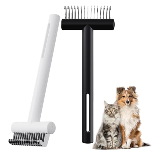 YSYONBOE 2 Piezas Cepillo para Perro Gato de Pelo Largo, Deslanador para Gatos, Elimina el Subpelo y los Enredos, Peines de Rastrillo Perros, Desenreda los Nudos