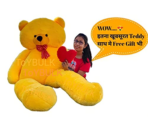 Image of Real Giant Teddy Bear, 7 Feet Tall Yellow Teddy Bear, 84 Inches Soft Toys (with 30cm Heart Free) (7 Feet, Yellow)