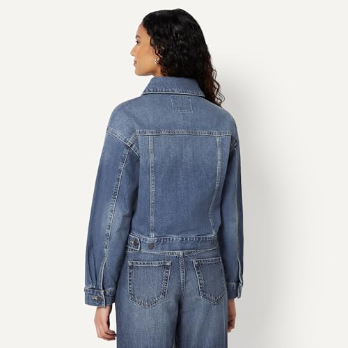 Image of Amazon Essentials Women's Low Stretch Relaxed-Fit Cropped Denim Jacket